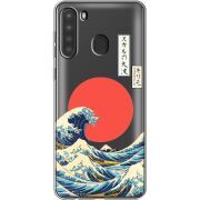 Прозрачный чехол BoxFace Samsung Galaxy A21 (A215) Большая волна в Канагаве