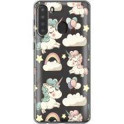 Прозрачный чехол BoxFace Samsung Galaxy A21 (A215) Unicorns