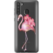 Прозрачный чехол BoxFace Samsung Galaxy A21 (A215) Floral Flamingo