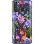 Прозрачный чехол BoxFace Samsung Galaxy A21 (A215) Flamingo