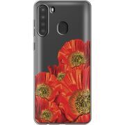 Прозрачный чехол BoxFace Samsung Galaxy A21 (A215) Red Poppies