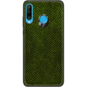 Кожаный чехол Boxface Huawei P30 Lite Snake Forest Green