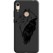 Черный чехол BoxFace Honor 8A Wolf and Raven
