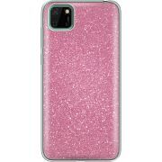 Чехол с блёстками Huawei Y5p Розовый