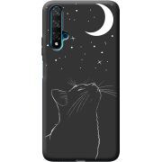Черный чехол BoxFace Honor 20 Місячний кіт