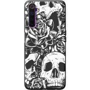 Черный чехол BoxFace Realme 6 Skull and Roses