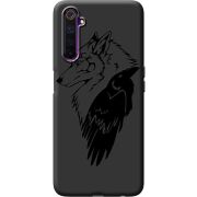Черный чехол BoxFace Realme 6 Wolf and Raven