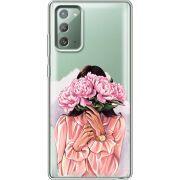 Прозрачный чехол BoxFace Samsung N980 Galaxy Note 20 Девушка с Пионами