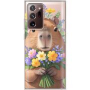 Прозрачный чехол BoxFace Samsung N985 Galaxy Note 20 Ultra Капибара з квітами