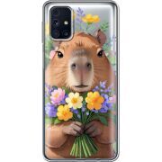 Прозрачный чехол BoxFace Samsung M317 Galaxy M31s Капибара з квітами