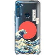 Прозрачный чехол BoxFace Motorola One Fusion Plus Большая волна в Канагаве