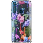 Прозрачный чехол BoxFace Motorola One Fusion Plus Flamingo