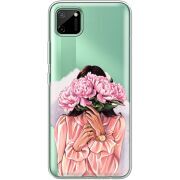 Прозрачный чехол BoxFace Realme C11 Девушка с Пионами