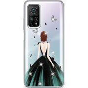 Чехол со стразами Xiaomi Mi 10T/ Mi 10T Pro Girl in the green dress
