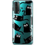 Прозрачный чехол BoxFace Huawei P Smart 2021 с 3D-глазками Black Kitty