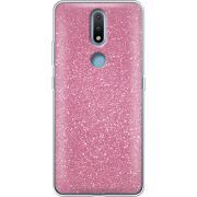 Чехол с блёстками Nokia 2.4 Розовый