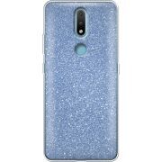 Чехол с блёстками Nokia 2.4 Голубой