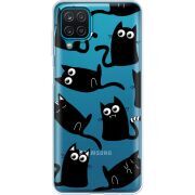 Прозрачный чехол BoxFace Samsung A125 Galaxy A12 с 3D-глазками Black Kitty