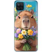 Прозрачный чехол BoxFace Samsung A125 Galaxy A12 Капибара з квітами