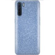 Чехол с блёстками OPPO A91 Голубой