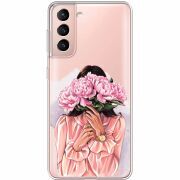 Прозрачный чехол BoxFace Samsung G991 Galaxy S21 Девушка с Пионами