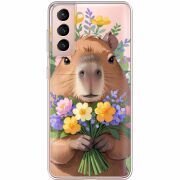 Прозрачный чехол BoxFace Samsung G991 Galaxy S21 Капибара з квітами