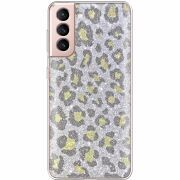 Чехол с блёстками Samsung G991 Galaxy S21 Леопард
