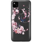 Чехол со стразами Google Pixel 4a Swallows and Bloom