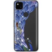 Чехол со стразами Google Pixel 4a Peafowl