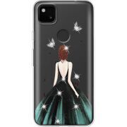 Чехол со стразами Google Pixel 4a Girl in the green dress