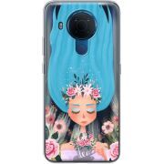 Прозрачный чехол BoxFace Nokia 5.4 Blue Hair