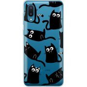 Прозрачный чехол BoxFace Samsung A022 Galaxy A02 с 3D-глазками Black Kitty