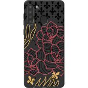 Черный чехол BoxFace Samsung A215 Galaxy A21 FranceFlowers