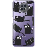 Прозрачный чехол BoxFace Xiaomi Redmi Note 9T с 3D-глазками Black Kitty