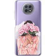 Прозрачный чехол BoxFace Xiaomi Redmi Note 9T Девушка с Пионами