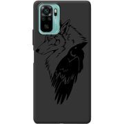 Черный чехол BoxFace Xiaomi Redmi Note 10/ Note 10S Wolf and Raven