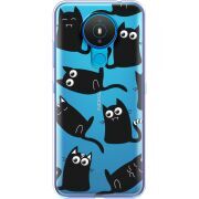 Прозрачный чехол BoxFace Nokia 1.4 с 3D-глазками Black Kitty