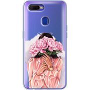 Прозрачный чехол BoxFace OPPO A12 Девушка с Пионами
