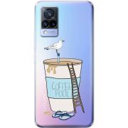 Прозрачный чехол Uprint Vivo V21 Segull in Cofee Pool