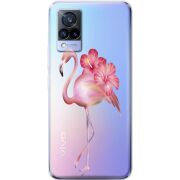 Прозрачный чехол Uprint Vivo V21 Floral Flamingo