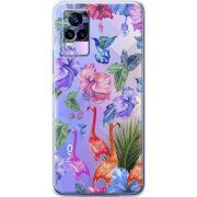 Прозрачный чехол Uprint Vivo V21E Flamingo