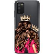 Прозрачный чехол BoxFace Samsung Galaxy A03s (A037) Queen and Princess