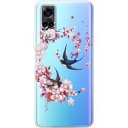 Чехол со стразами Vivo Y31 Swallows and Bloom