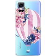 Чехол со стразами Vivo Y31 Pink Air Baloon