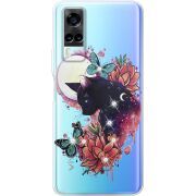 Чехол со стразами Vivo Y31 Cat in Flowers