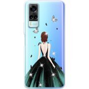 Чехол со стразами Vivo Y31 Girl in the green dress