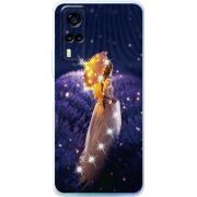 Чехол со стразами Vivo Y31 Girl with Umbrella