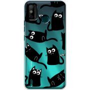 Прозрачный чехол BoxFace Tecno Spark 6 Go с 3D-глазками Black Kitty