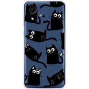 Прозрачный чехол BoxFace Samsung Galaxy A03 Core (A032F) с 3D-глазками Black Kitty