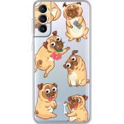 Прозрачный чехол BoxFace Samsung Galaxy S21 FE G990 с 3D-глазками Pug